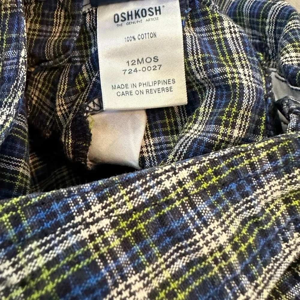 Vintage OshKosh B’Gosh Overalls Baby Toddler Boy Plaid Overalls Shortalls